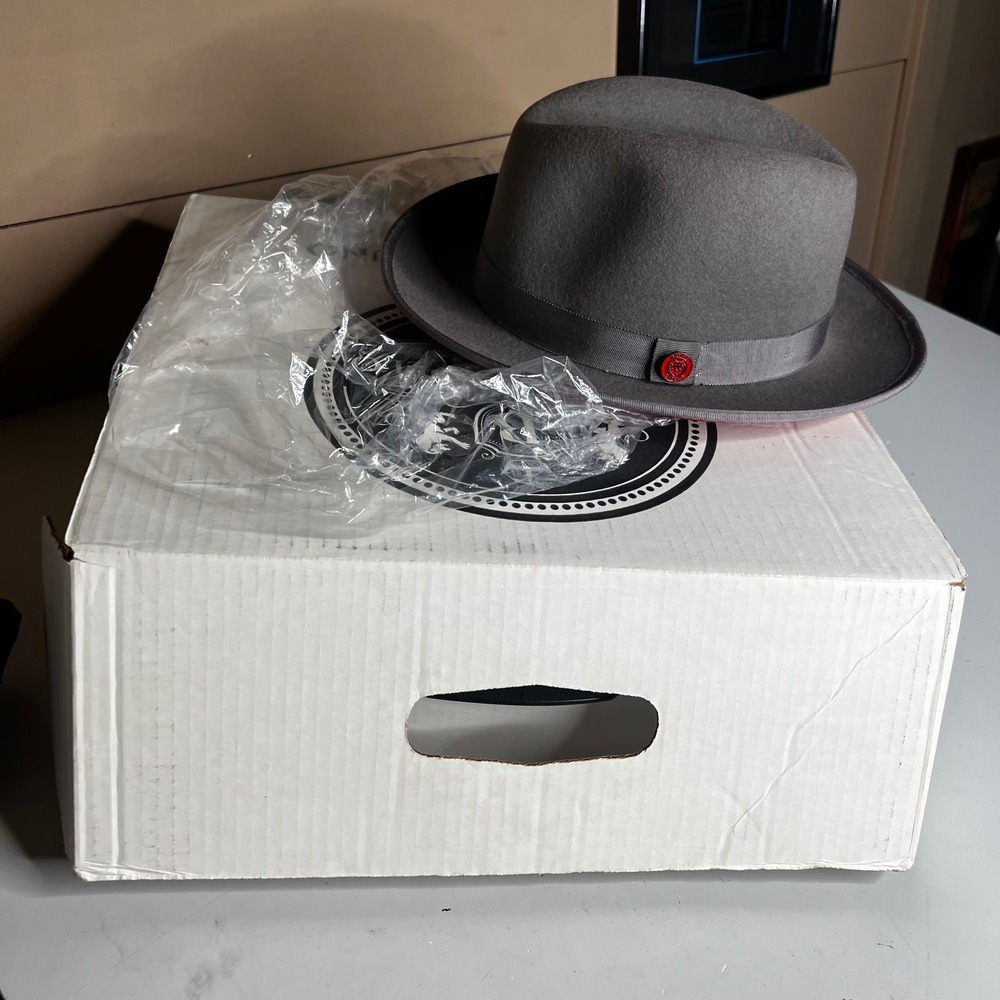 Bruno Capelo Princeton Grey Australian Wool Fedora Red Bottom Hat Large